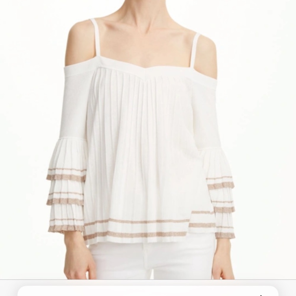 Club Monaco Janou Sweater Size L Off the Shoulder with Straps Lined White